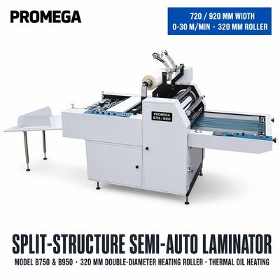 Machine de stratification de film de pré-revêtement semi-automatique avec une vitesse de 30 m/min, largeur maximale de 920mm, poids de 1800kg